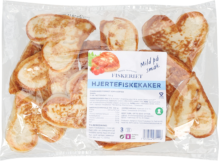 Hjertefiskekaker 700g Fiskeriet