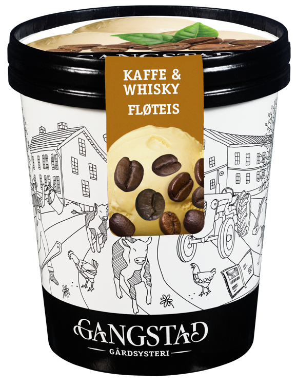 Kaffe&whiskey Fløteis 500 ml Gangstad