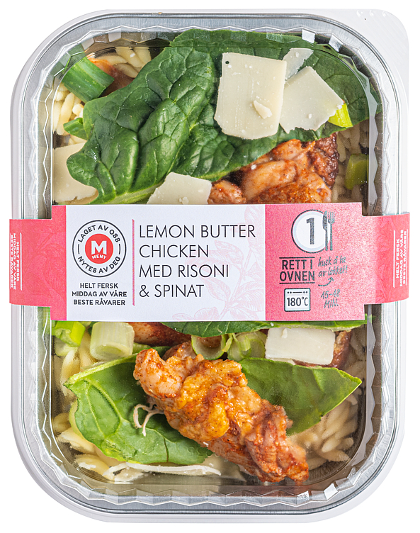 Lemon Butter Chicken med Risoni & Spinat 470g