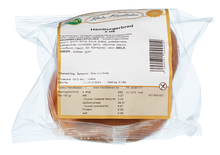 Hamburgerbrød Glutenfri 2 stk 160 Gr (9)