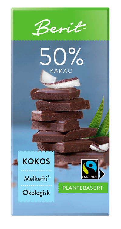 Berit™ 50 % Kakao Melkefri Sjokolade Kokos