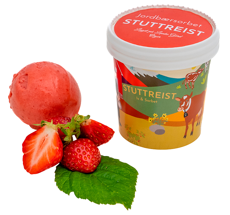 Jordbærsorbet Stuttreist 500ml Beger