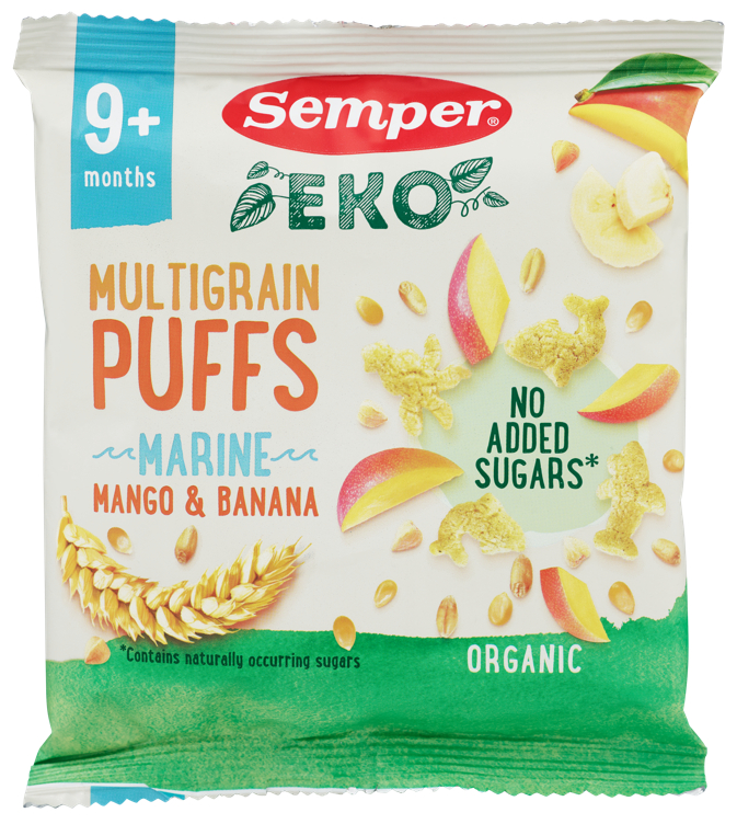 Semper Multigrain Puffs Mango&Banana 9m, 18g