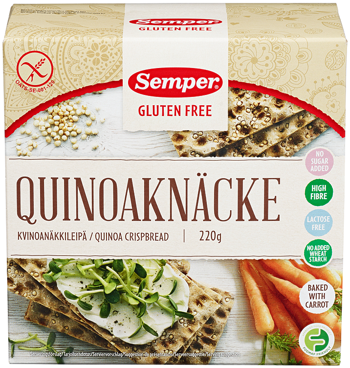 Semper Glutenfritt Knekkebrød med Quinoa 6stk