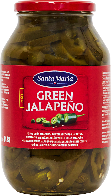 Bilde av Green Jalapeño Hot Sliced 900g Santa Maria
