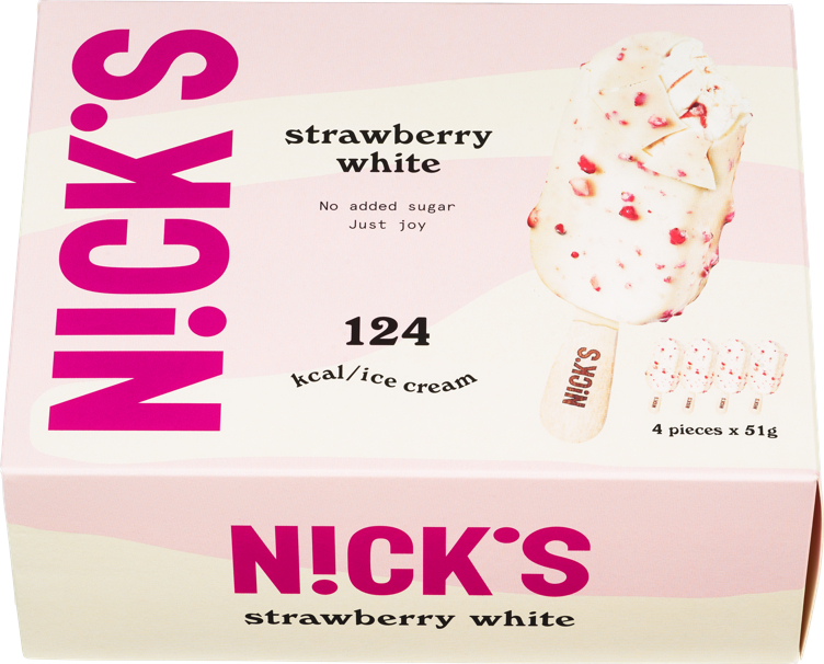 Bilde av Nick's Strawberry White Stick 4-pack Á 51g