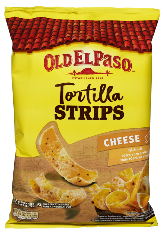 Old El Paso Crunchy Tortilla Strips Cheese 185g