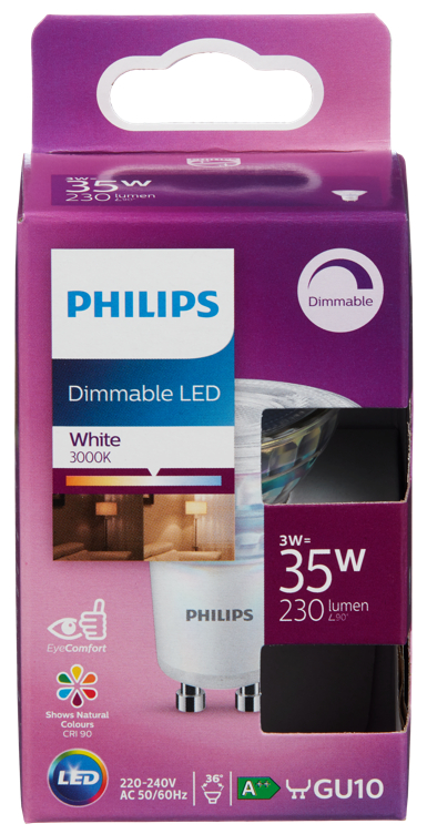 Philips Led Classic Spot 35w Gu10 Hvitt Lys 36d Dim