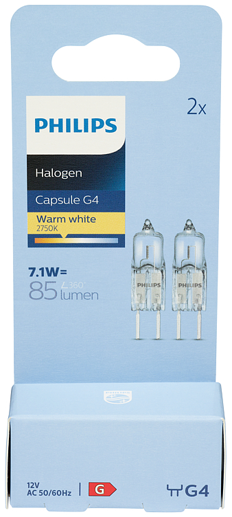 Philips Halogen Capsule 7.1w G4 12v Klar 2pk