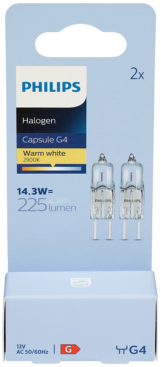 Philips Halogen Capsule 14.3w G4 12v 2pk Klar