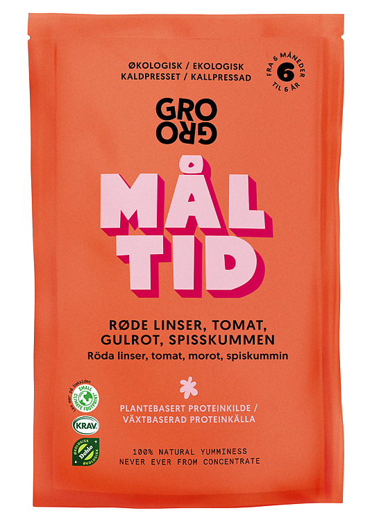 Måltid med Røde Linser og Tomat 100g Grogro